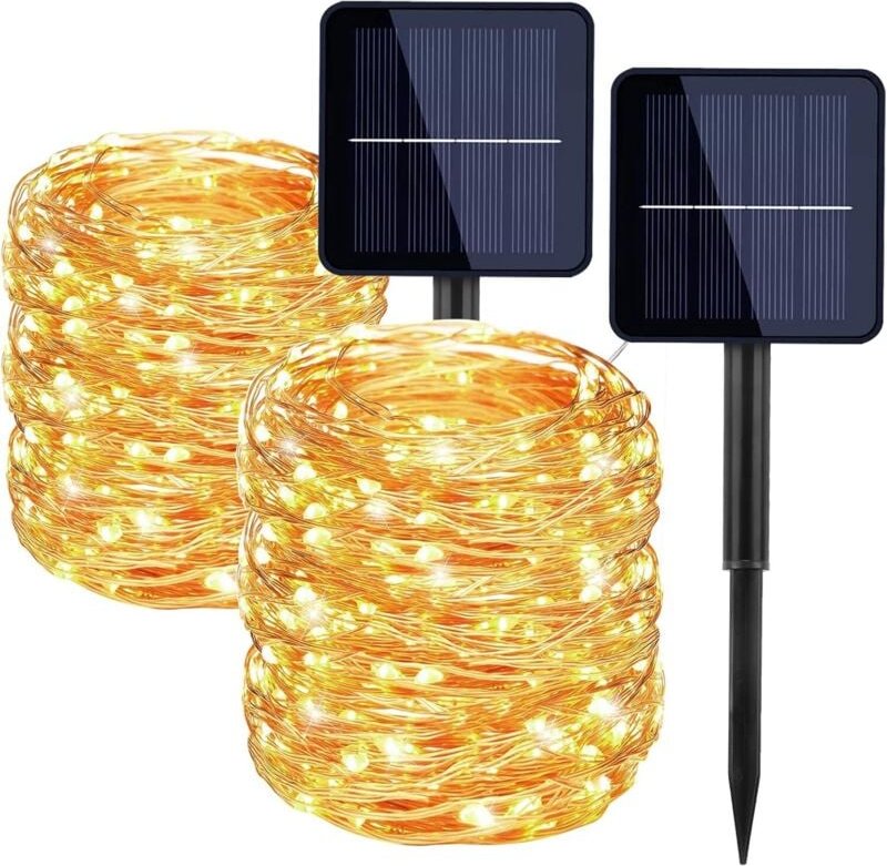 Solar-Lichterkette für den Außenbereich – 2er-Pack 44 m, insgesamt 400 LEDs 8 Modi Wasserdicht Dekoration für Garten, Te...