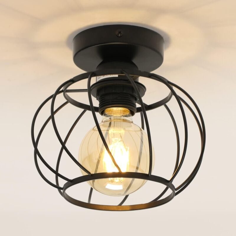Goeco - Deckenleuchte Vintage E27 Basis Cage Deckenlampe Für Küche Esszimmer Schlafzimmer Flur Flur Eingang Balkon Schwa...