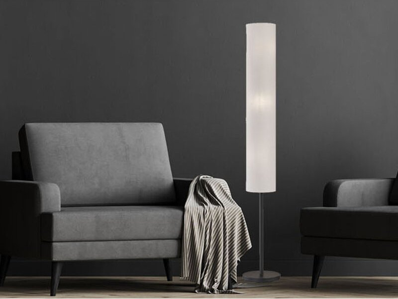 Fischer&honsel - Stehleuchte ramas Leuchtenfuß Schwarz & Leinenschirm Weiß, Höhe 165cm