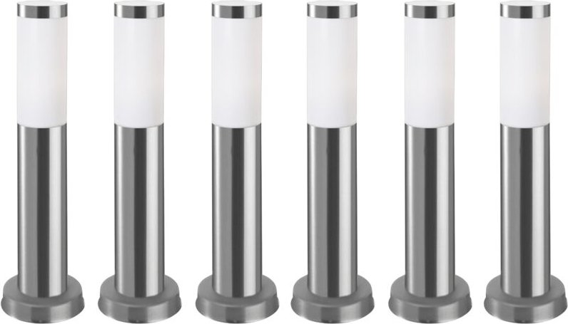 Koral (6 uds) Baliza Exterior de Jardín Resistente al Agua IP55. Poste de Luz. Lámpara Bolardo de Acero Inoxidable 23W.