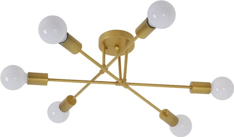 Thumbnail - Goeco - Moderne LED-Deckenleuchte, Retro-Pendelleuchte, Vintage-Lüster mit 6 Lichtern, E27-Fassung, Metall-Lampe für Woh...