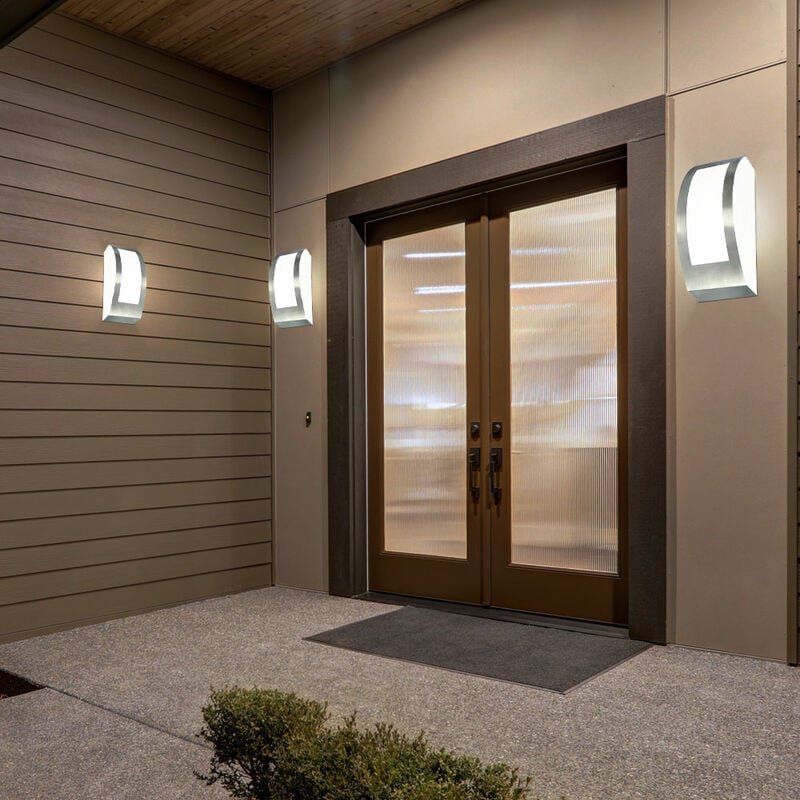 Etc-shop - 3er Set Außen Fassaden Wand Strahler Garten Hof Leuchten E27 Edelstahl Lampen