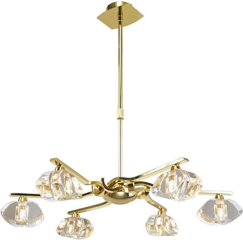 Inspired Mantra Alfa Teleskopisch, 6-flammig, G9, Messing poliert (kurzer Stab im Lieferumfang enthalten)