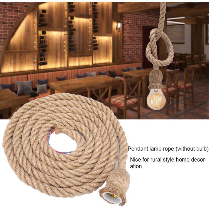 Retro Country Pendelleuchtenfassung 85 E27 Seilstil Hanfseil Pastorale Beleuchtungsketten Posterhalter 265V
