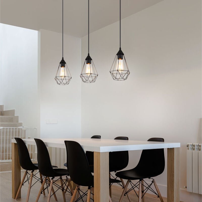 Hängelampe Pendellampe Esstischleuchte Geflecht schwarz Wohnzimmerlampe h 120 cm