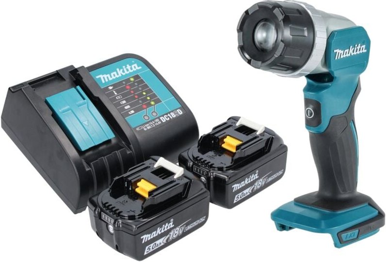 Dml 808 st Akku Handstrahler 14,4 / 18 v 190 lm led + 2x Akku 5,0 Ah + Ladegerät - Makita