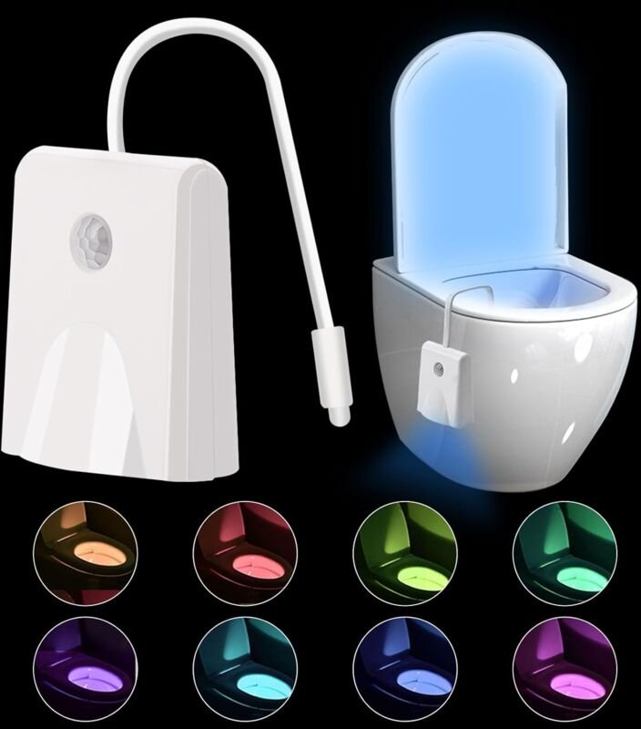 Lntyq - Veilleuse à détecteur de mouvement pour toilettes - 16 couleurs - Rétroéclairage led - Rechargeable - Lampe à in...