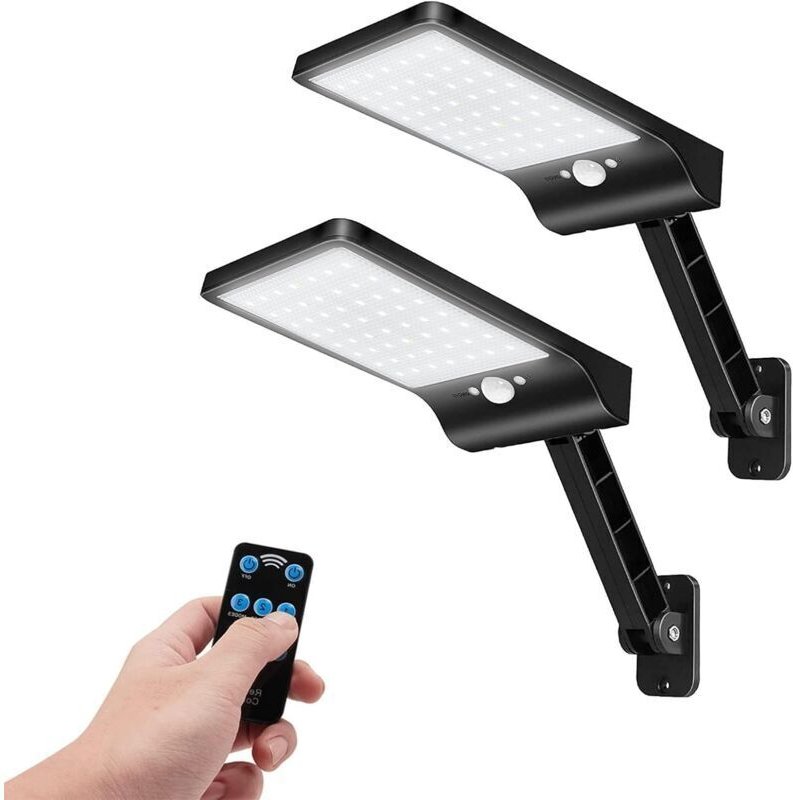 Solar-Außenleuchte, 56 LEDs, Bewegungsmelder, 3 einstellbare Modi, IP65 wasserdicht, leistungsstark, mit Fernbedienung (...