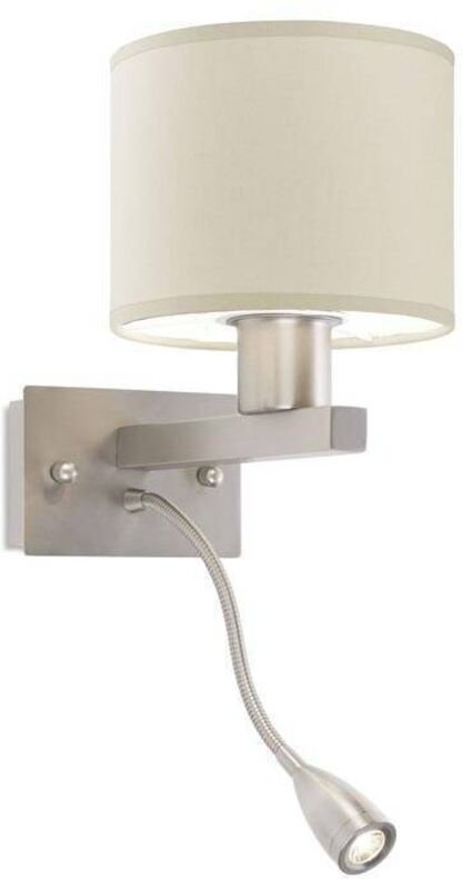 Torino - led 2 Light Innenwandleuchte Satin Nickel mit Leselampe, E27 - Leds-c4