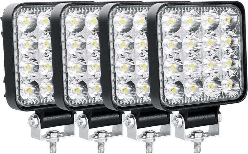 4er-Set LED-Arbeitsscheinwerfer, 8,5 cm (3,4 Zoll), 48 W, LED-Scheinwerfer, 12 V/24 V, wasserdicht (IP67), LED-Nebelsche...