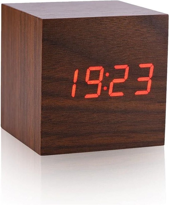 Wecker aus Holz, Mini-LED-Digitaluhr mit Temperatur-Zeitanzeige, kleine Uhr für Schlafzimmer, Wohnzimmer, Büro (braunes ...