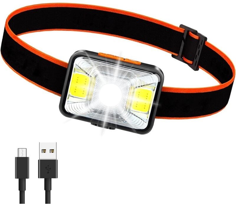 Wiederaufladbare USB-Stirnlampe, superhelle 1800-mAh-Stirnlampe mit 5 Leuchtmodi. Wasserdichte COB-Stirnlampe (IPX5) für...