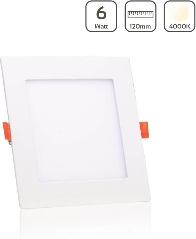 LED Panel Einbaustrahler eckig weiss - Lichtfarbe: Neutralweiß 4000K - Ausführung: 6W 120x120mm Ausschnitt 105x105mm