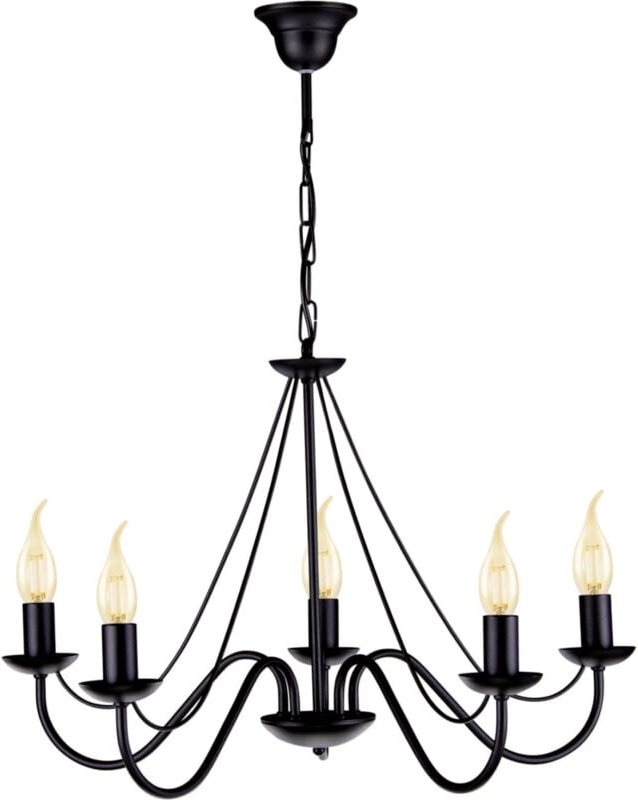 Schwarze rustikale Kronleuchter-Hängelampe Kaja BARTEZ K-3991