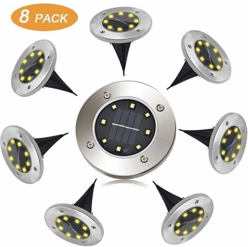 Thumbnail - Solarleuchte für den Außenbereich, FLOWood 8 LEDs, 8er-Pack, Spot-Solar-Gartenlampe, wasserdicht, IP65, dekoratives Rase...
