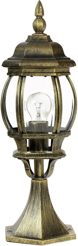 Licht-erlebnisse - Kleine Sockel Steh Lampe für außen in Gold-Antik H:50,5cm