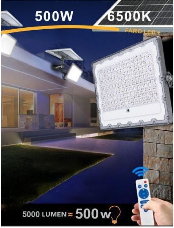 Trade Shop Traesio - Trade Shop - faro led 500 w crepuscolar mit solare energie pannel IP65 SL-500W -