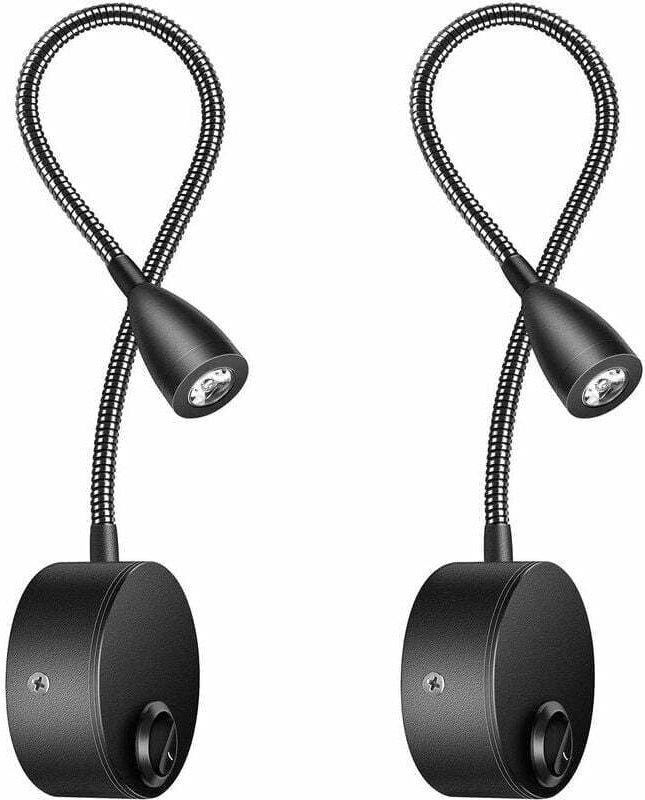 Gabrielle - Nachttisch-Wandleuchte, 2er-Pack Leuchten, Wandleuchte, LED-Leseleuchte, Schwanenhalsleuchte, 3 w, 3000 k wa...