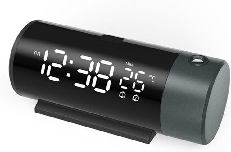 Digitaler Doppelwecker mit LED-Projektor, Thermometer, für Büro, Schlafzimmer, Nachttisch, 180°-Drehung, Projektion, Sch...