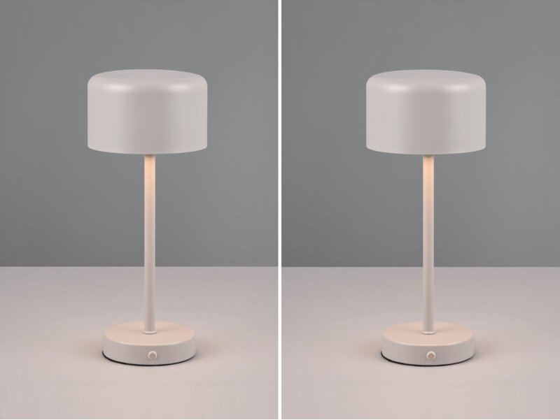 Meinewunschleuchte - 2er set Akku Tischleuchten, per usb aufladbar, dimmbar, Hellgrau, Höhe 30cm