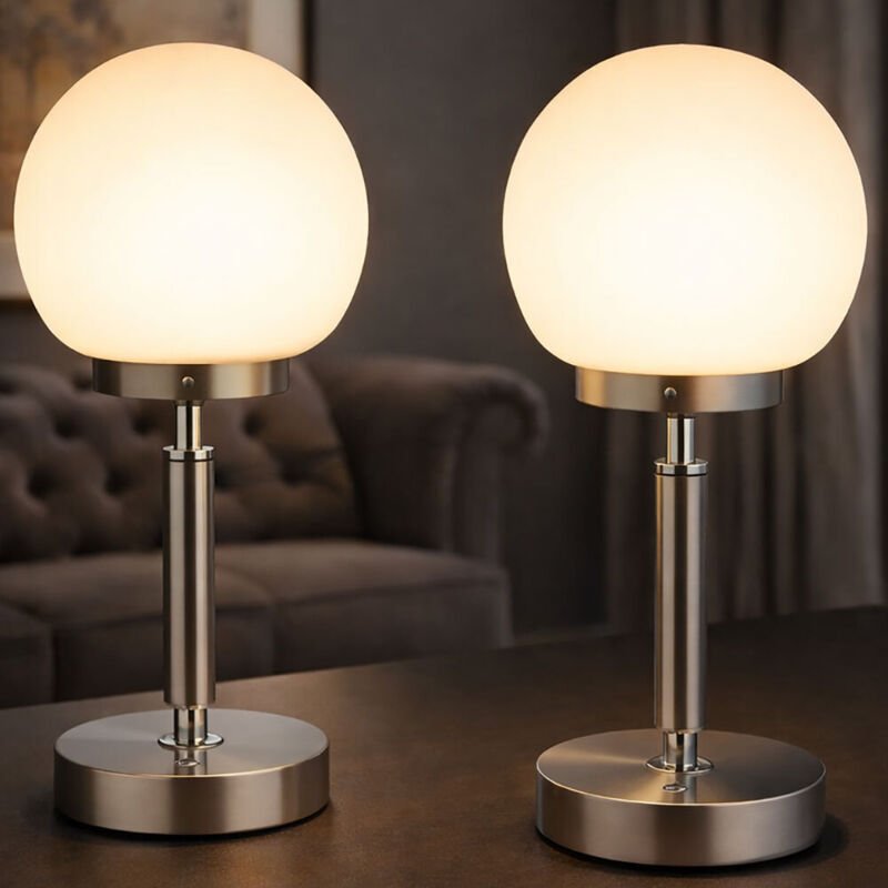 Tischlampe Nachttischlampe Touchdimmer Akku Wohnimmerlampe LED Tischleuchte silber, Lichtfarbe einstellbar, 2,5W 136lm w...