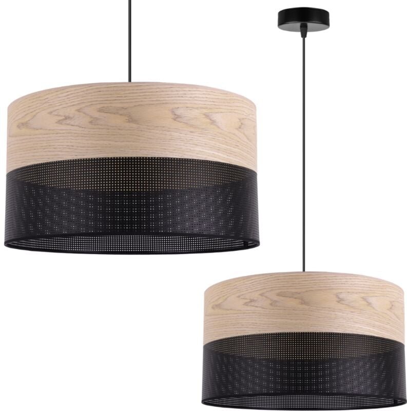 Einzelne Hängelampe, klassischer Lampenschirm aus Eichenfurnier, 40 cm