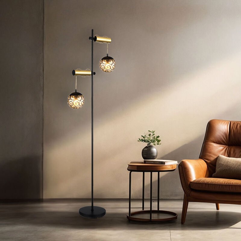 Stehleuchte Wohnzimmerlampe Schlafzimmerleuchte Stehlampe Beistellleuchte, Metall Kunststoff schwarz rauchfarben, Höhenv...