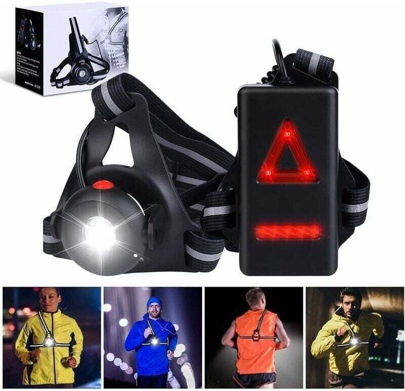 Luce da petto impermeabile IPX6, 3 modalità e luce da petto regolabile a 45° per correre e fare jogging di notte e al ma...