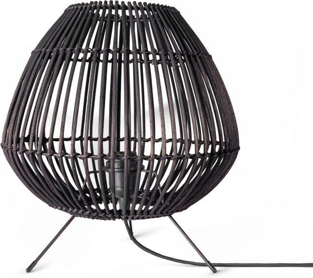 Rattan Pendelleuchte Wohnzimmer Tischleuchte Boho Käfig Lampe Nachttisch Metall Schwarz (Ø31 cm), Tischleute - Typ 3 - P...