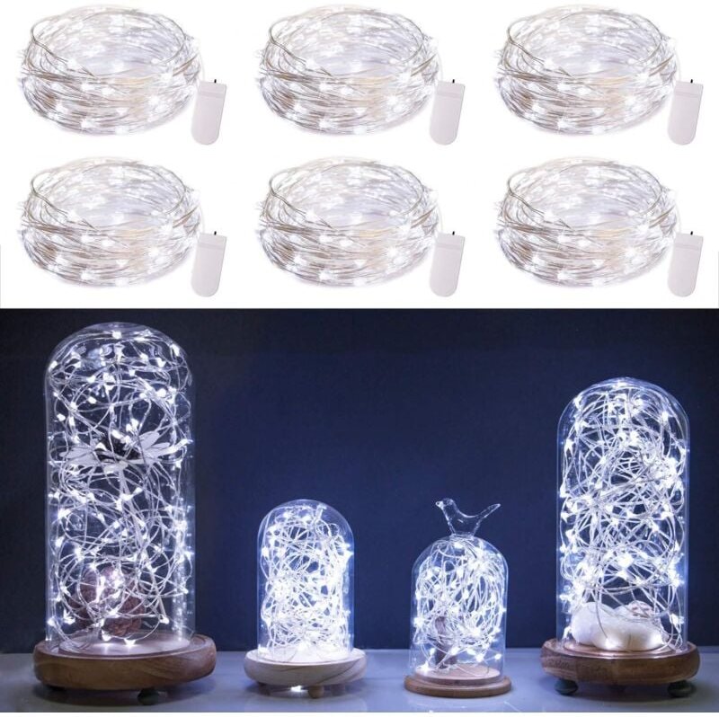 Led Micro Lichterkette , 6x20er Mini Lampenperlen, 2 Meter diy kleine Silberdraht für Party, Garten, Weihnachten, Hallow...