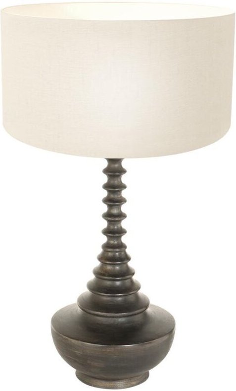 Anne Lighting - tischlampe - Bois - schwarz - holz leinen - ø