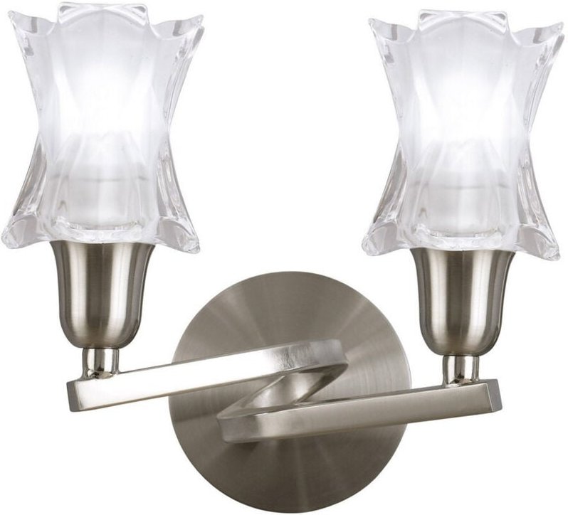 Inspired Mantra Alaska Wandleuchte, 2-flammig, L1/SGU10, satiniertes Nickel, Kompaktleuchtstofflampen im Lieferumfang en...