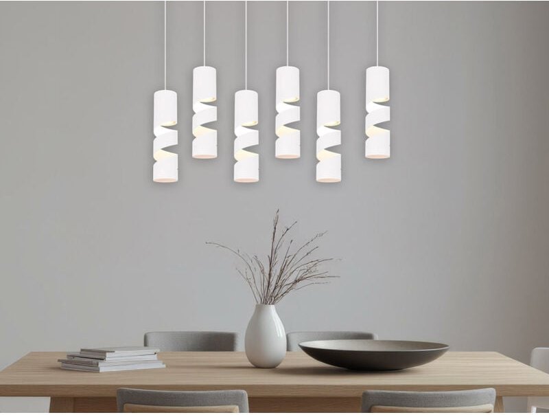 Trio - Moderne Pendelleuchte stream 6-flammig aus Metall in Weiß, Breite 100cm