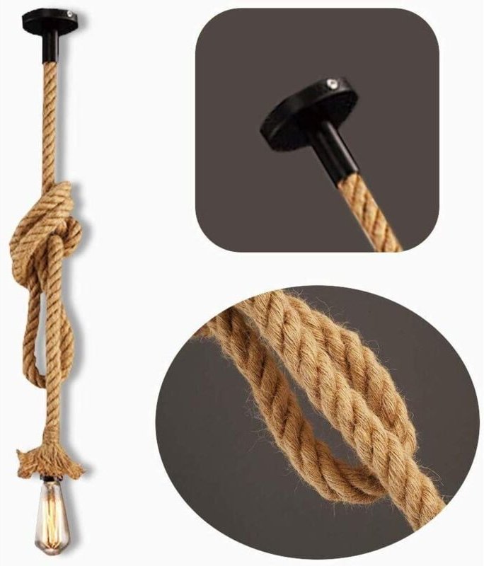 Led Line - Hängeleuchte Hängelampe Vintage Seilampe Pendelleuchte Aluminium Lampenfassung 10cm E27 Fassung Camel 4 Meter...