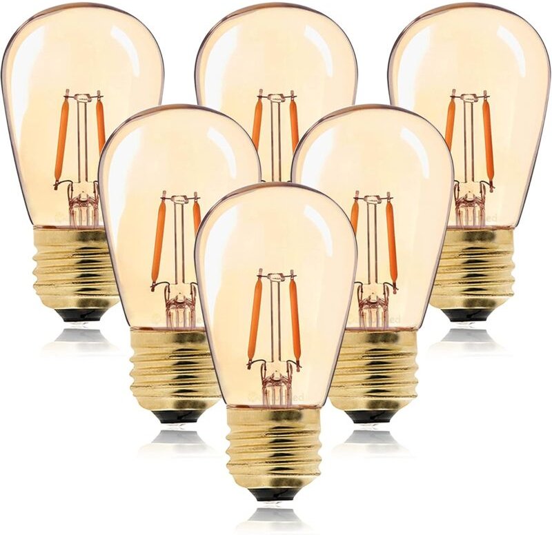Jusch - ST45 LED-Glühbirne, Vintage-Edison-Filament, E27, 1 w, entspricht 10 w Glühlampen, superwarmes Weiß 2200 k, gold...