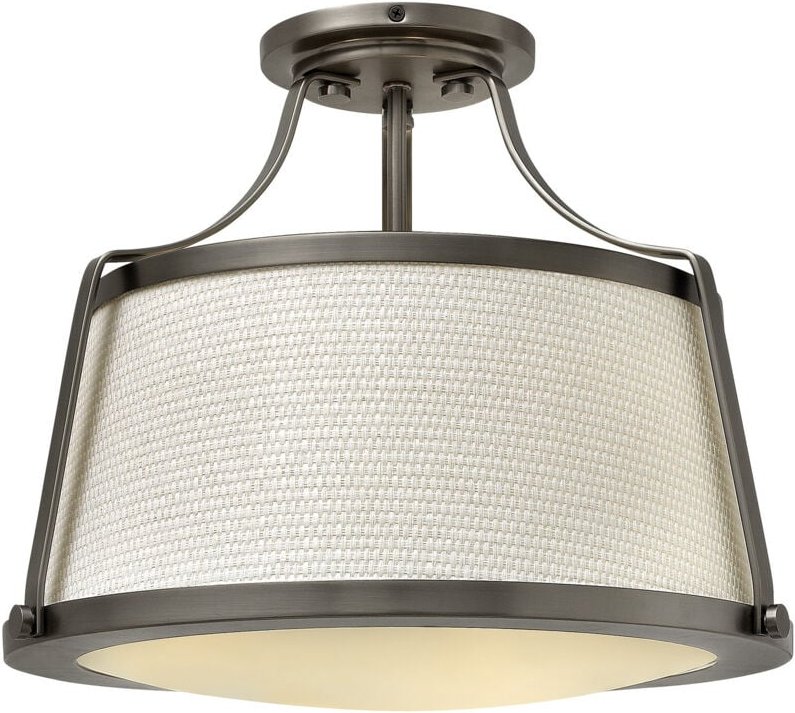 Elstead - Charlotte - 3 Licht Semi Flush Deckenleuchte Antik Nickel, E27