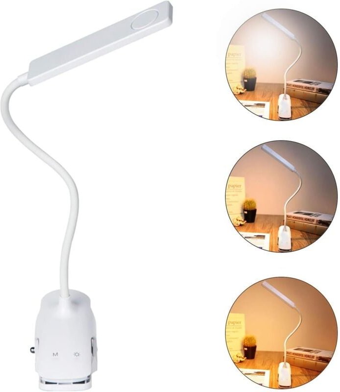 Leselicht, 24 LED USB wiederaufladbare Klemmleuchte 3 Farben und 3 Helligkeitsstufen Dimmbare 360° flexible Klemm-Schrei...