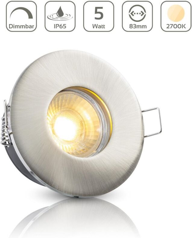 Einbauspot IP65 rund - Farbe: Edelstahl - LED Leuchtmittel: GU10 5W warmweiß dimmbar