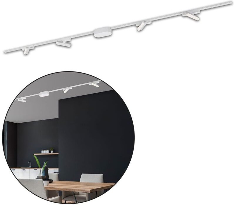 B.k.licht - Briloner Luxtrail Schienensystem, Komplettset, 4x led Tracklight, Schwenkbar, Einspeisung, Weiß, 2 m