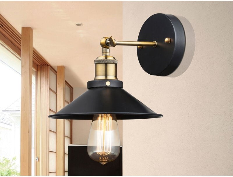 Meinewunschleuchte - led Wandleuchte mit schwenkbarem Metallschirm Schwarz, Höhe 20cm