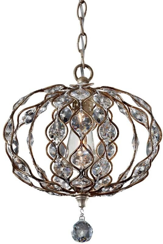 Pendellampe Deckenleuchte Hängelampe Kristalle Stahl Silber d 32,1 cm 1 Flammig