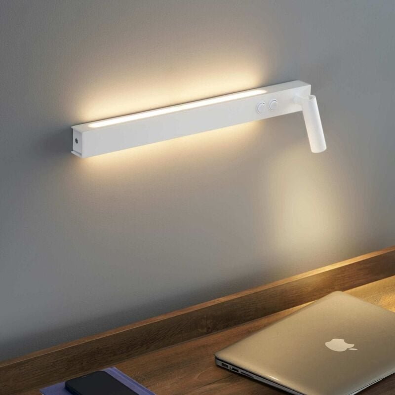 Lange weiße Wandleuchte mit Leselampe - Stanli