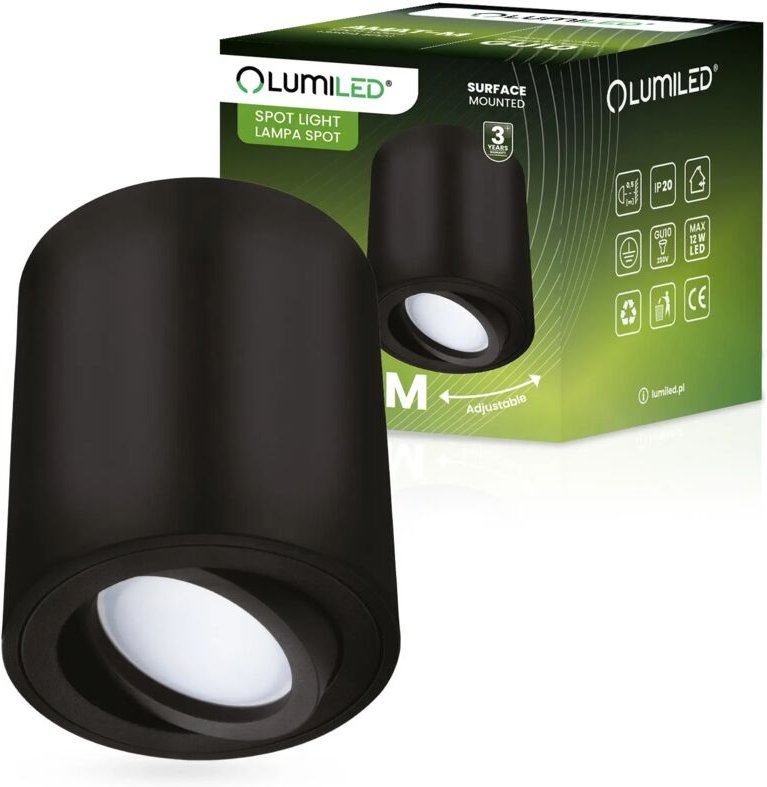 HALOGEN-Aufbaustrahler, beweglich, AMAT-M GU10, rund, schwarz, 84 mm