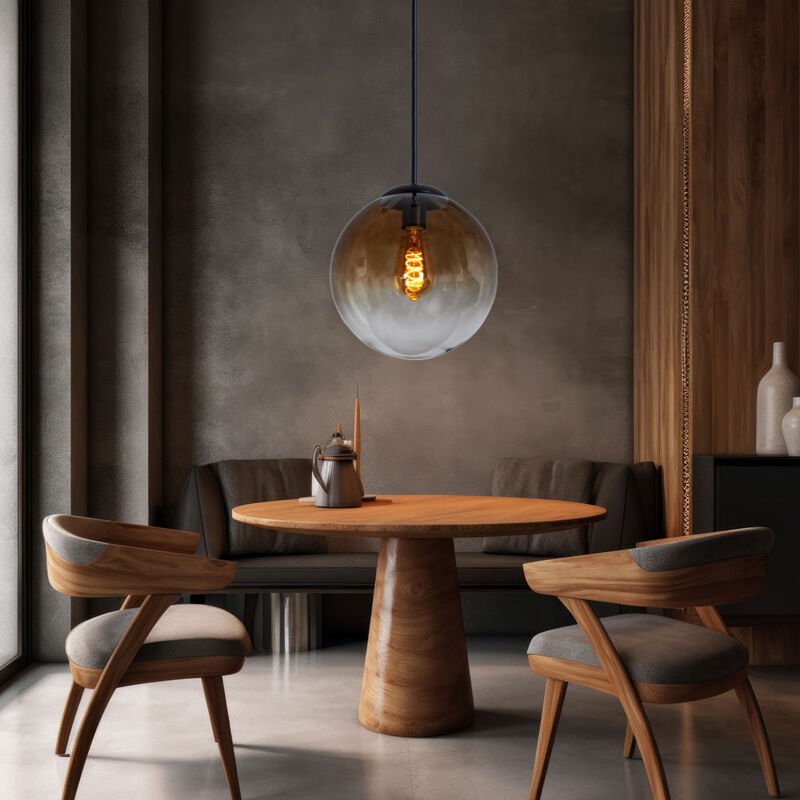 Etc-shop - Hänge Pendel Leuchte Glas Design Lampe Decken Kugel braun amber Wohn Zimmer Beleuchtung