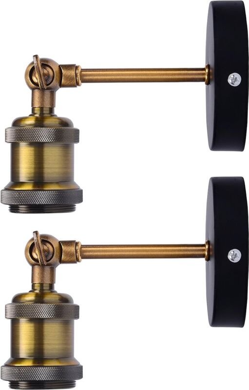 2 Stück Wandleuchte Retro Eisen 180° Drehbare Wandlampe E27 Innen für Schlafzimmer Wohnzimmer Küche Cafét Esszimmer