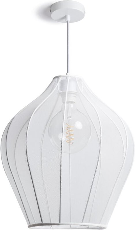 Pendelleuchte aus Metall und Stoff Ø400 mm Yara Weiß