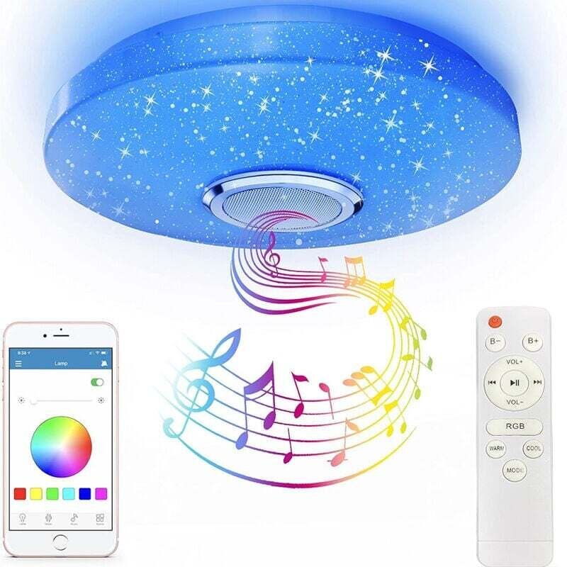 36-W-RGB-LED-Deckenleuchte mit Bluetooth-Lautsprecher, 30 cm (12 Zoll) große, farbwechselnde Deckenleuchte (Kalt-/Warm-/...