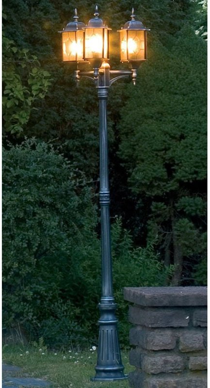 Konstsmide - led Straßenlaterne, Kandelaber im Landhausstil, Schwarz, 3 flammig, Höhe 230cm