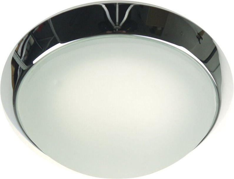 Niermann - Deckenleuchte rund, Glas satiniert mit Klarrand, Dekorring Chrom, ø 30cm
