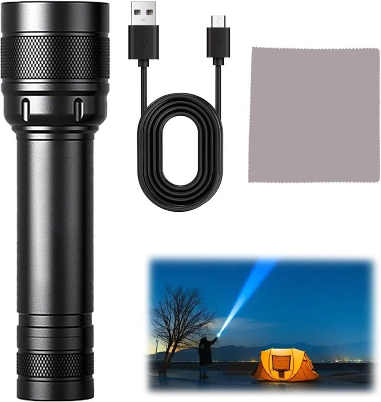 Superhelle, wiederaufladbare LED-Taschenlampe, 3500 Lumen, USB-aufladbar, LED-Taschenlampe mit LCD-Leistungsanzeige, 5 L...